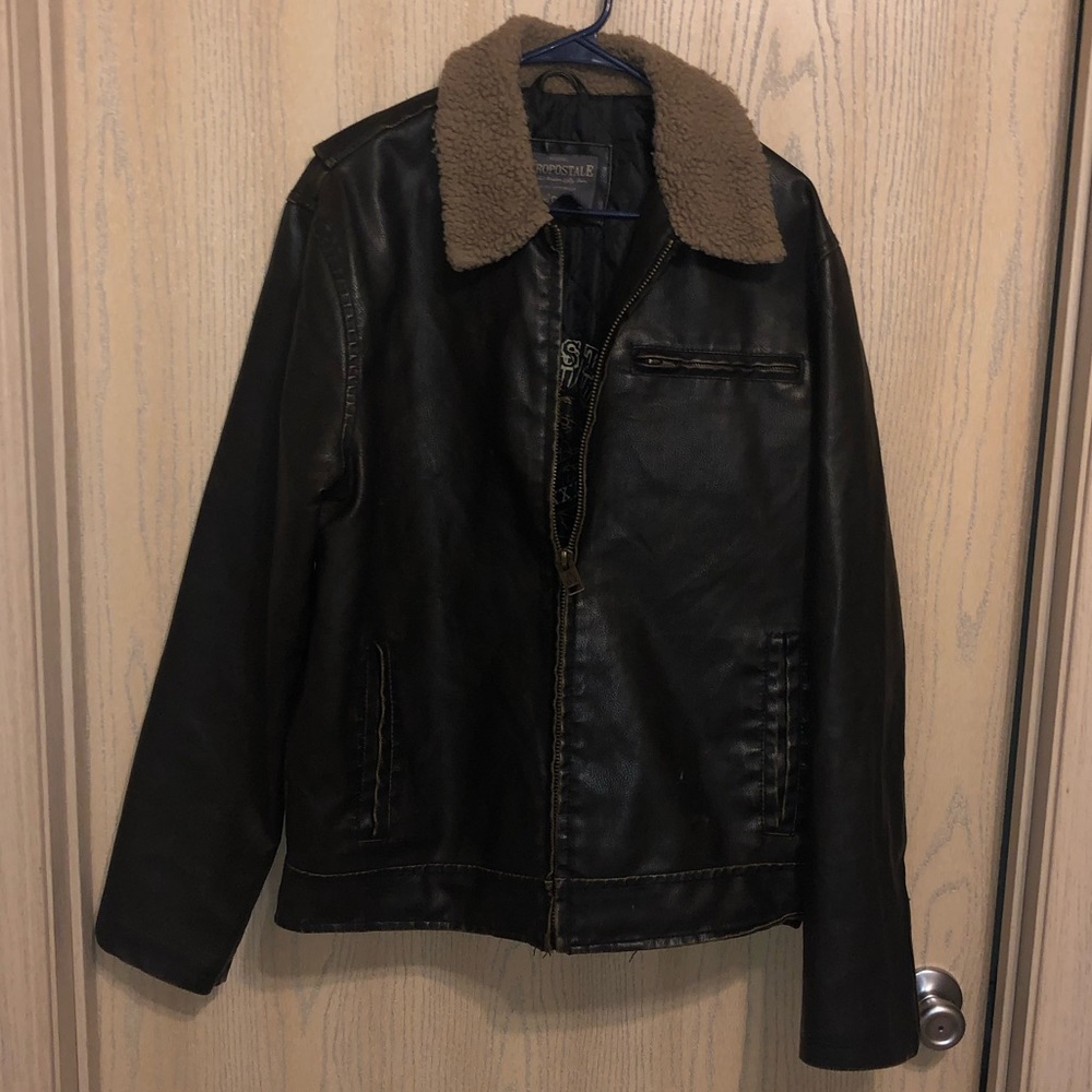 Aeropostale LEATHER FLIGHT JACKET WW2 (Large)